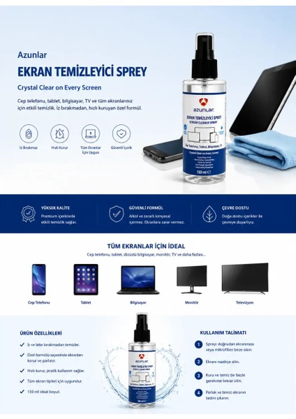 Ekran Temizleme Sprey 150 ml modelleri