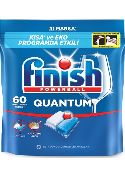 Quantum 60 Kapsül Bulaşık Makinesi Deterjanı Tableti Hızlı Çözünme ve Yağ Çözme Gücü fiyatları