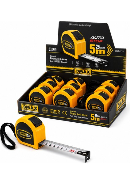 5m x 25MM Otomatik Çelik Şerit Metre (Stoplu) fiyatları