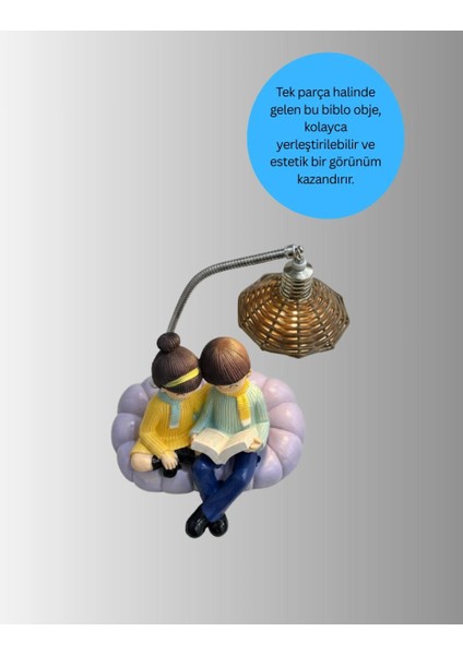 Kitap Okuyan Çift Figürlü Gece Lambası Romantik Dekoratif Masa Lambası fiyatları