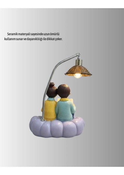 Kitap Okuyan Çift Figürlü Gece Lambası Romantik Dekoratif Masa Lambası modelleri