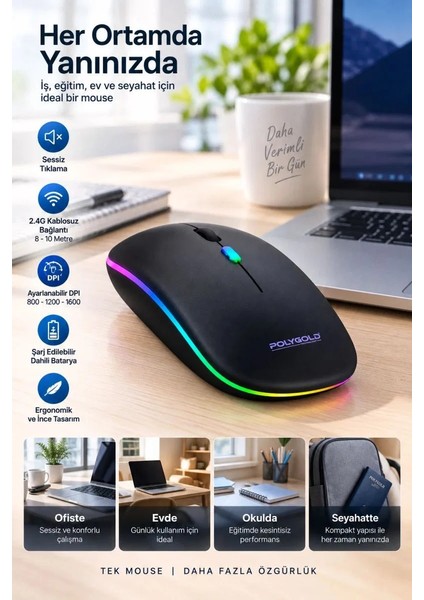 Kablosuz Şarjlı Sessiz Tıklamalı Ergonomik Mouse modelleri