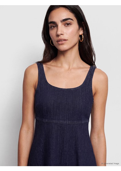 Lcw Vision Indigo U Yaka A Kesim Mini Jean Elbise fiyatları