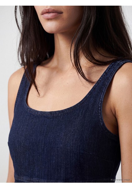 Lcw Vision Indigo U Yaka A Kesim Mini Jean Elbise modelleri