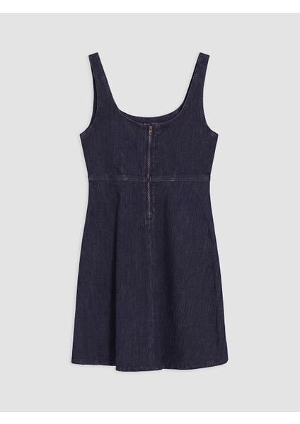 Lcw Vision Indigo U Yaka A Kesim Mini Jean Elbise