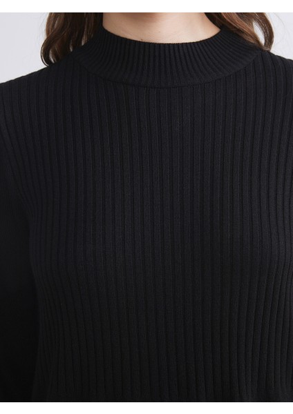 Lcw Modest Siyah Dik Yaka Triko Elbise fırsatları