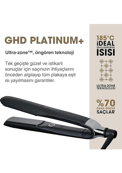 Platinum+ Saç Düzleştirici ve Profesyönel Şekillendirici, Siyah fiyatları