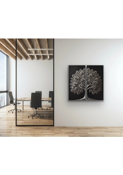 2li Eskitme Krom Ağaç Kanvas Tablo 60X120CM X2 indirimleri