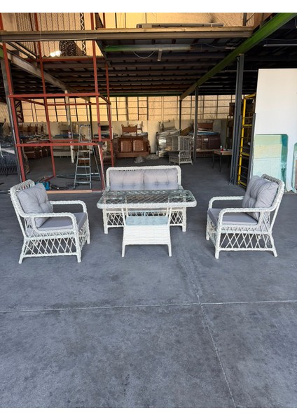 Edram Rattan Bahçe Balkon Takımı 2+1+1 Gri fiyatları
