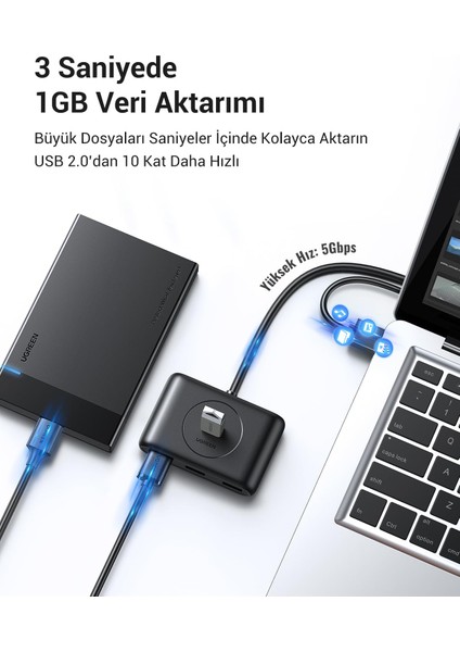 USB 3.0 4 Portlu Hub Çoklayıcı Siyah 50 cm fiyatları