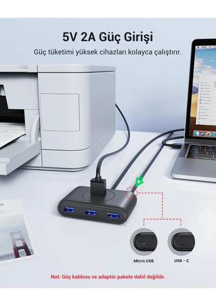 USB 3.0 4 Portlu Hub Çoklayıcı Siyah 50 cm indirimleri