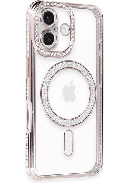 Apple iPhone 16 Plus Uyumlu Kılıf Joke Simli Magneticsafe Kılıf - Pembe fiyatları