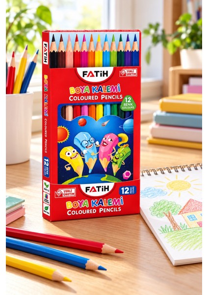Kuru Boya Kalemi 12 Renk Tam Boy fırsatları