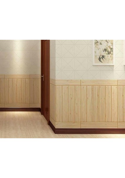 NW37 Bej Ahşap Kendinden Yapışkanlı 3D Dekoratif Duvar Paneli fiyatları