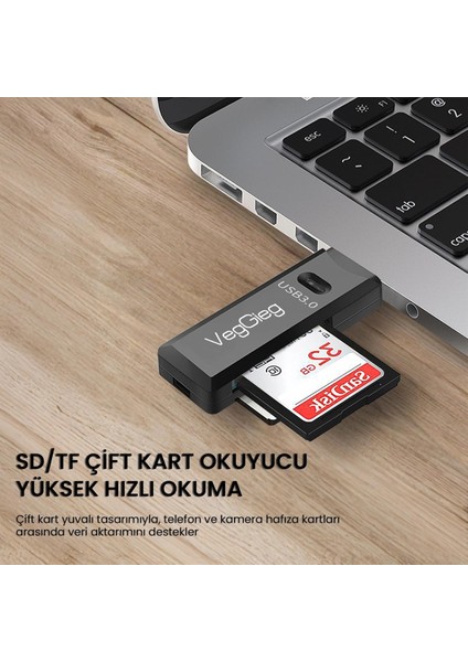 Tr USB 3.0 Sd ve Micro Sd Hafıza Kart Okuyucu Siyah indirimleri