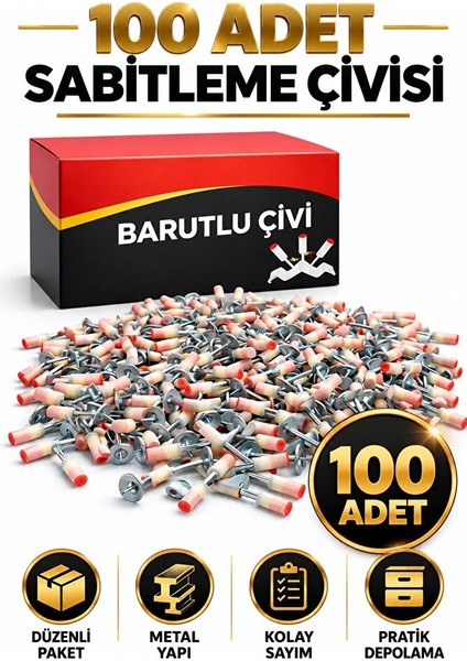 100 Adet Barutlu Çivi Vida & Çivi & Dübel fırsatları