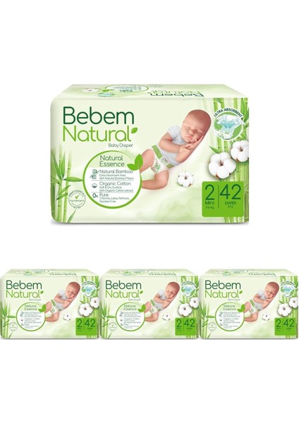Natural 2 Beden Mini Bebek Bezi (1 x 42 Adet) modelleri