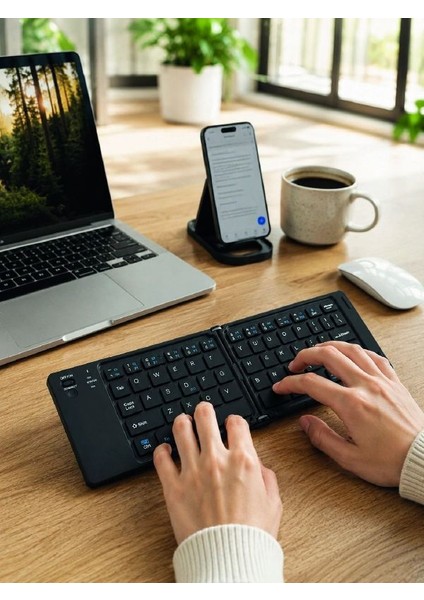 Kablosuz Katlanabilir Bluetooth Klavye Telefon Tablet Bilgisayar Uyumlu indirimleri