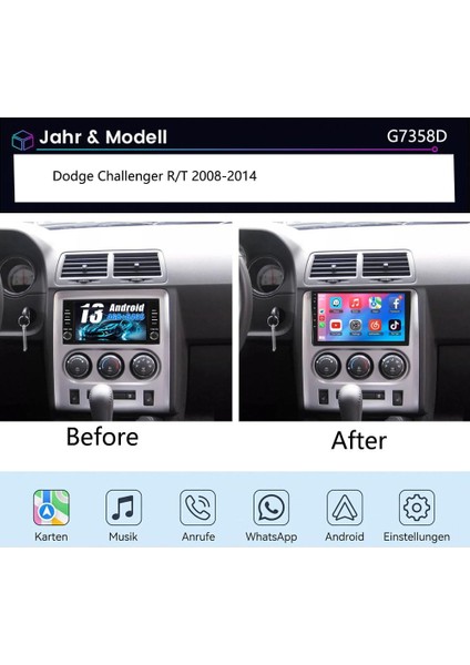 Sat Navi Swc Radyo Ses Çalar, Stereo, Dodge Challenger R/t ile Uyumlu fiyatları
