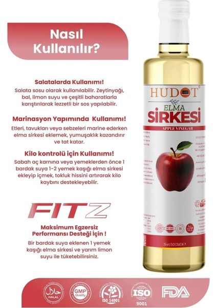 Tr Elma Sirkesi Doğal Fermantasyon 500 ml Hudot® indirimleri