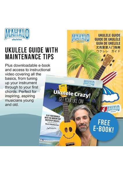 Ukulele Gökkuşağı Serisi, 4-String Ukulele, Sağ, Kırmızı, Soprano (MR1RDK) fırsatları