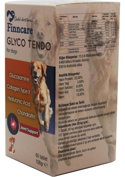 Finncare Köpekler Için Glyco Tendo 60 Tablet fırsatları