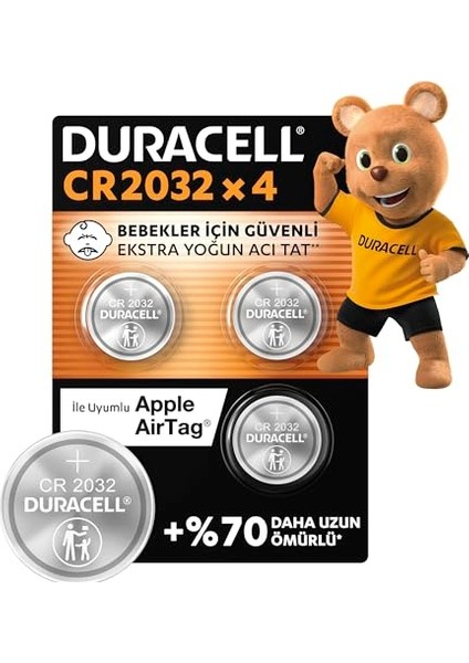 Cr 2032 Lityum Düğme Pil (4'lü Paket) 3V, (CR2032) fiyatları