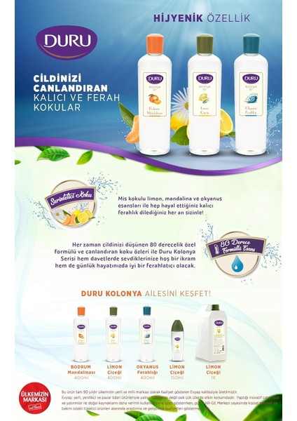 Duru Limon Kolonya, Bidon, 1 Lt modelleri