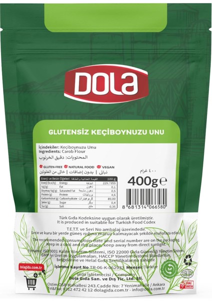Glutensiz Keçiboynuzu Unu 400 gr fiyatları