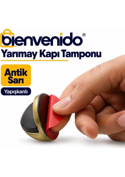 Yarımay Yapışkanlı Kapı Kolu Stoperi Tamponu Metal Kapı Stopu Durdurucu Tutucu 3'lü modelleri