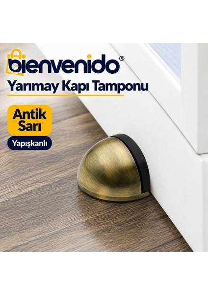 Yarımay Yapışkanlı Kapı Kolu Stoperi Tamponu Metal Kapı Stopu Durdurucu Tutucu 3'lü indirimleri