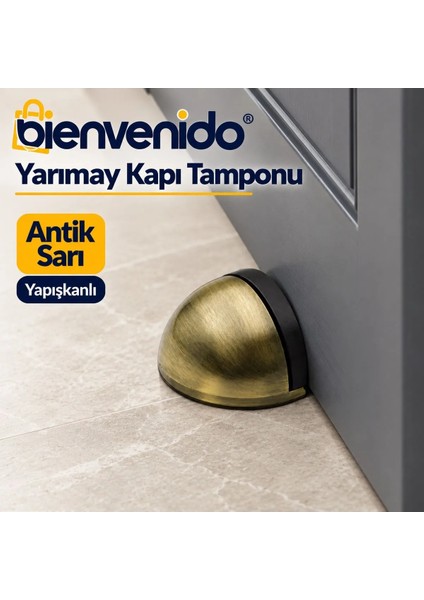 Yarımay Yapışkanlı Kapı Kolu Stoperi Tamponu Metal Kapı Stopu Durdurucu Tutucu 3'lü