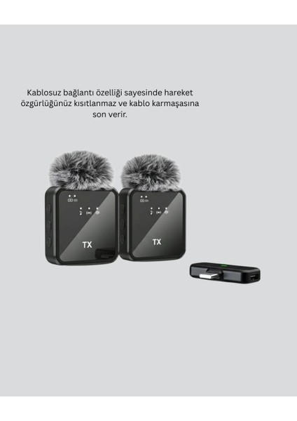 2in1 Kablosuz Yaka Mikrofonu Ios ve Android Uyumlu indirimleri