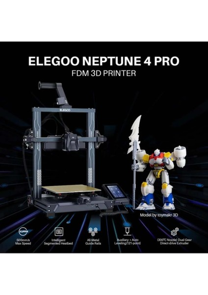 Neptune 4 Pro Siyah 3D Yazıcı CNC İşlenmiş Alüminyum Ekstrüzyon