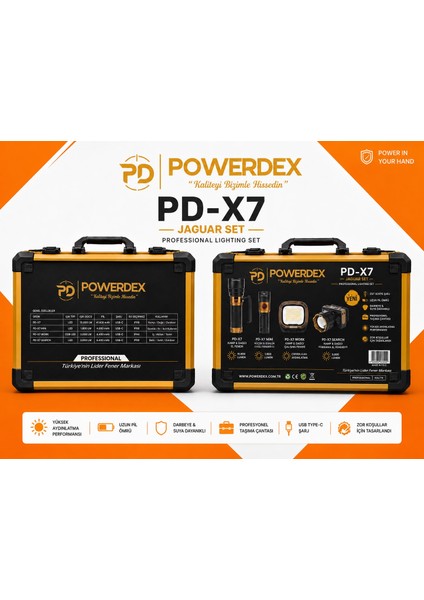 Pd-X7 Jaguar Set Profesyonel Çok Amaçlı El & Avcı Feneri (Yeni) fiyatları