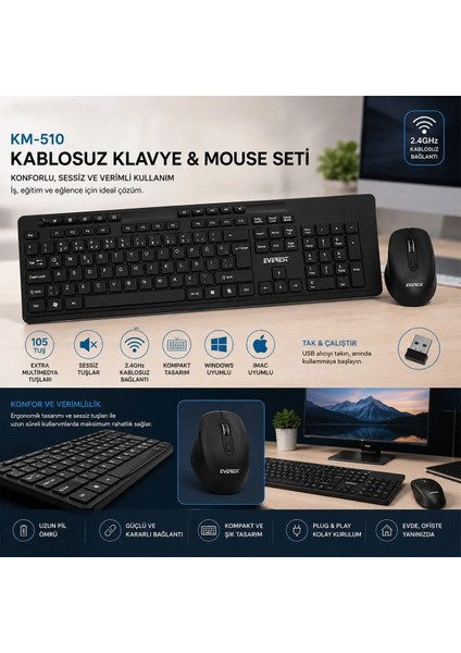 If Kablosuz Multimedya Klavye ve Mouse Seti (Q Klavye) - Siyah fiyatları