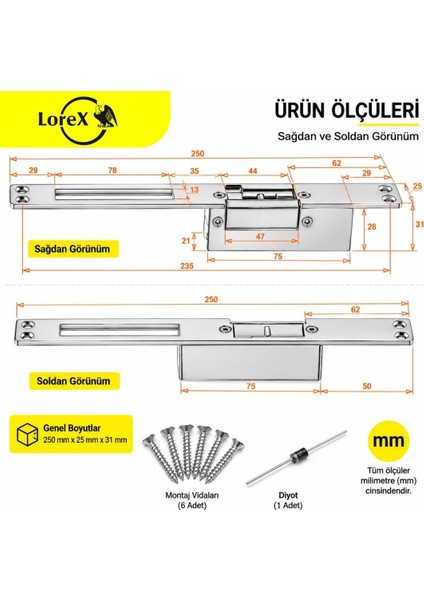 LR-ES12SC Elektrikli Kilit Karşılığı Basaç modelleri