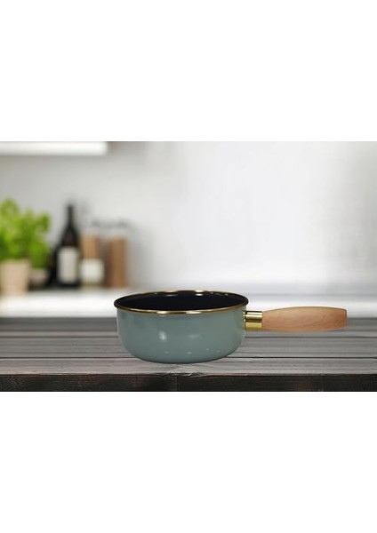 Soft Green Emaye Ahşap Kulplu Mini Tava modelleri