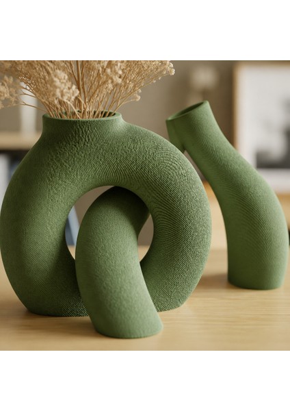 3D Baskı Interlocking Vazo - Iç Içe Geçen Dekoratif Vazo-Yeşil fiyatları
