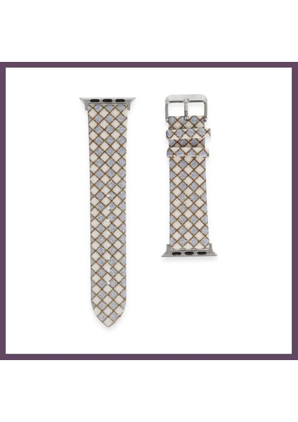 Bezos Watch 42MM Uyumlu Karo Motif Kordon - Lila Bhs Fiyatı