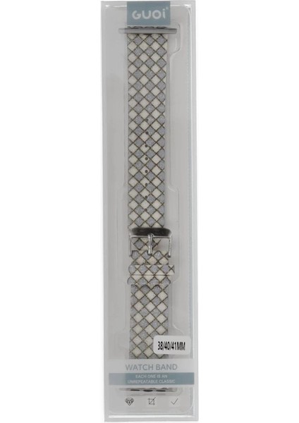 Bezos Watch 42MM Uyumlu Karo Motif Kordon - Lila Bhs Fiyatı