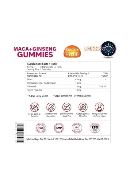 Maca Ginseng 60 Gummies modelleri