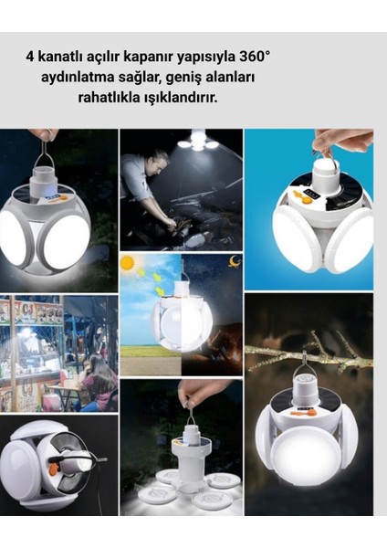 USB ve Solar Şarjlı Katlanabilir 5 Taraflı LED Lamba modelleri