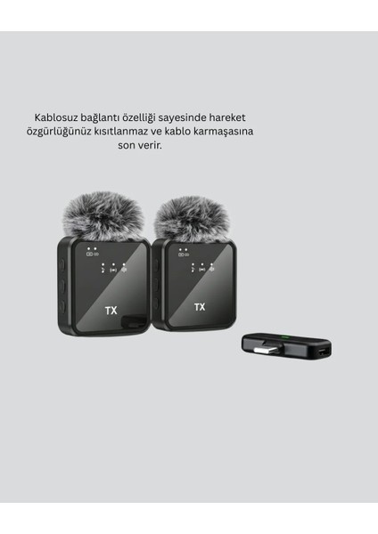 Kablosuz Çift Yaka Mikrofon Type-C ve Lightning Uyumlu fırsatları