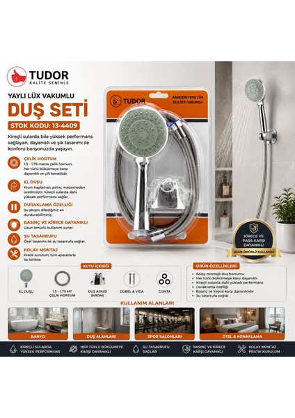 Krom Vakumlu Lüks Duş Seti - 150 cm Metal Yaylı Hortum modelleri