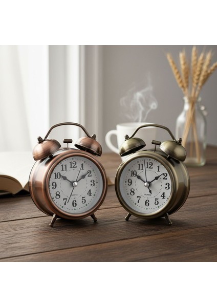 Metal Masa Çalar Saat - Pilli Işıklı 8 cm modelleri