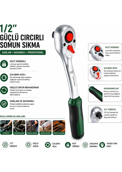 1/2" Cırcır Somun Sıkma Kolu 17 mm fiyatları