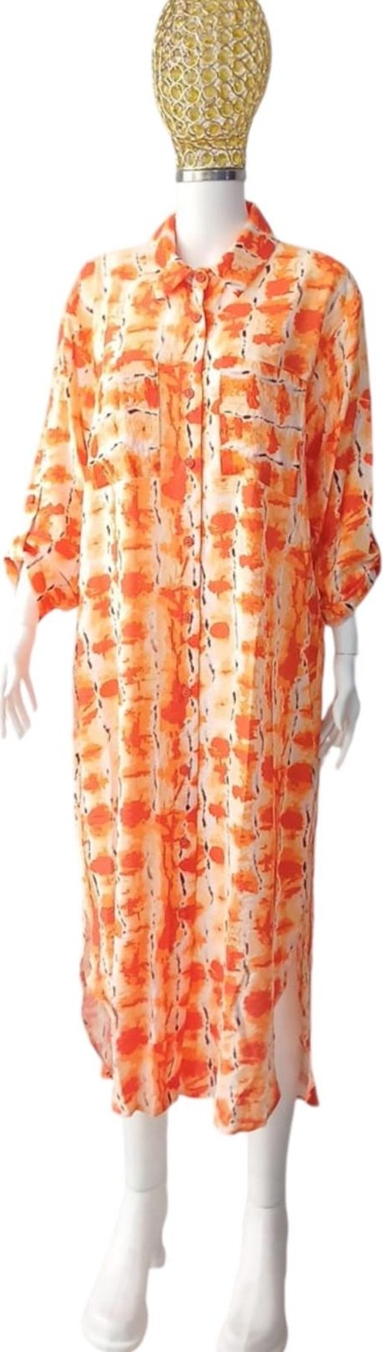 Deseo Boutique Kadın Desenli Ince Çok Uzun Tesettür Gömlek görsel 7