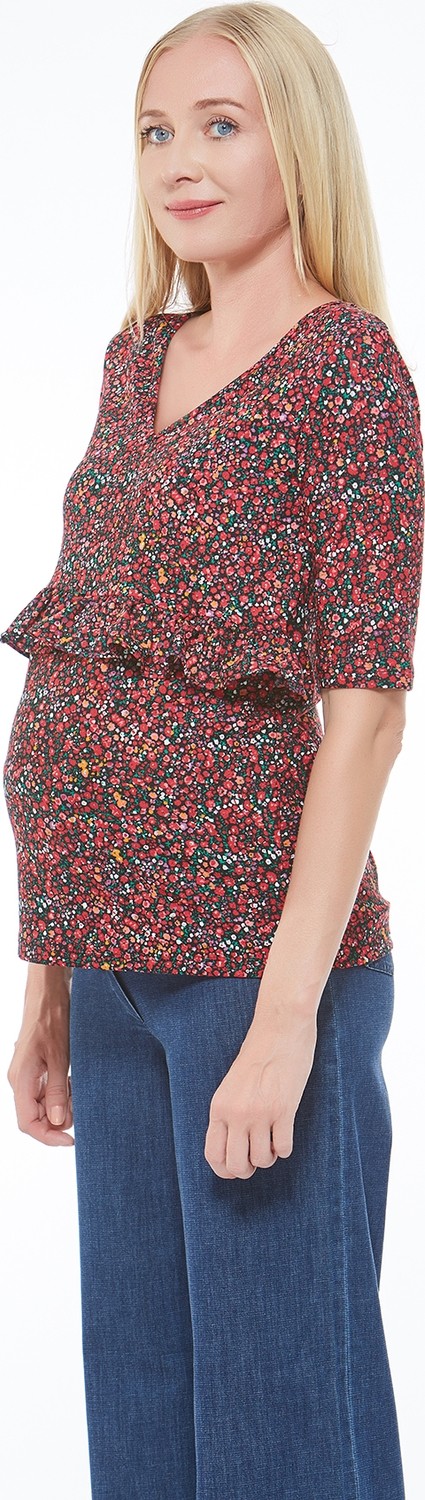Motherway Kırmızı Hamile Tunik %95 Viskoz %5 Elastan Rahat Kalıp ile Şık Tasarım