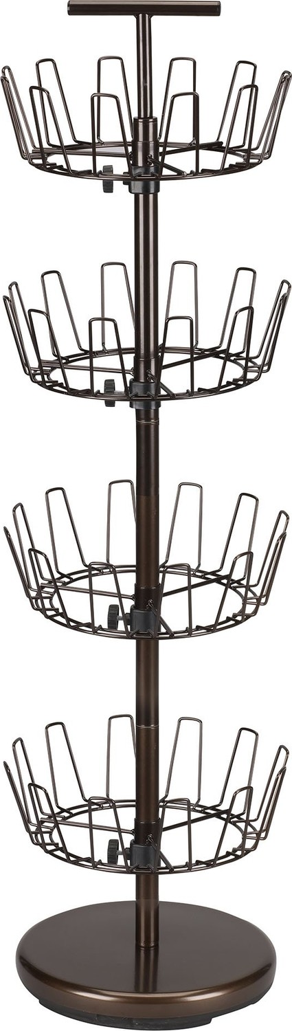 Die Grup Household Essentials 2139-1 Metal Dört Katmanlı Ayarlanabilir Döner Ayakkabı Rafı | 24 Çifte Kadar Ayakkabı Tutar | Antik Bronz Kaplama